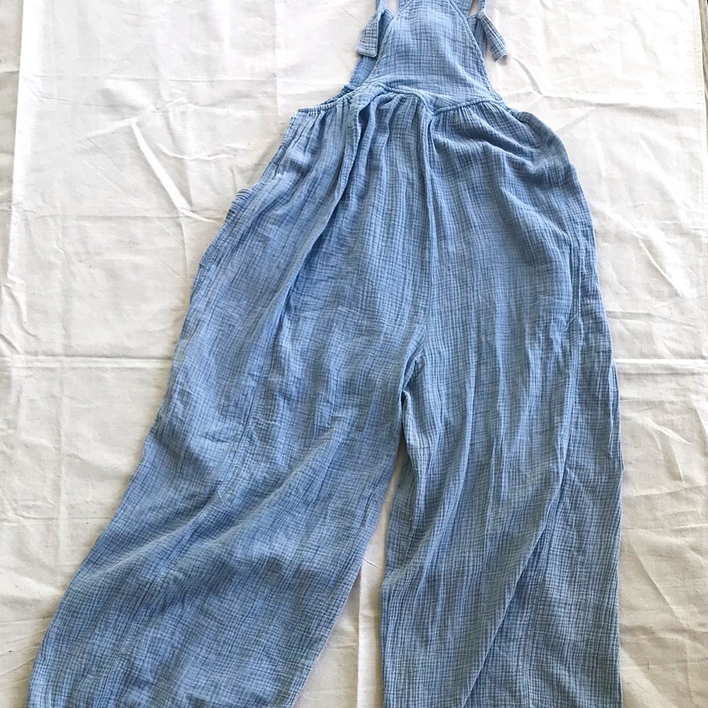 Crinkle Gauze Easel Overalls Wide Leg Boho Small - Picture 13 of 14